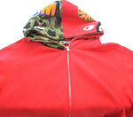 アベイシングエイプ A BATHING APE フルジップ シャークパーカー 001ZPJ801012M パーカ レッド LLサイズ 103MT-3038