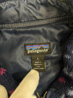 パタゴニア PATAGONIA 90s 90年代 総柄 シンチラ オーバーシャツ タペストリー USA製 アメリカ製 21200 ジャケット ネイビー Lサイズ 101MT-4719