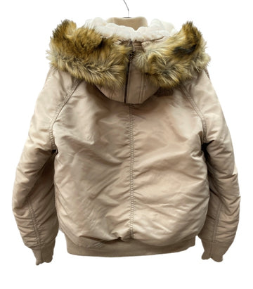 ザノースフェイス THE NORTH FACE 韓国限定ライン WHITE LABEL ホワイトレーベル DOWN JACKET ダウン 二重ジッパー ミドル丈 フード FUR ファー BEIGE NYJ1DH83 ジャケット ロゴ ベージュ 90(M) 104LT-120