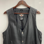 【曜日割引対象外】 ハーレーダビッドソン HARLEY DAVIDSON レザーベスト ベスト ブラック Sサイズ 201MT-3960 VB