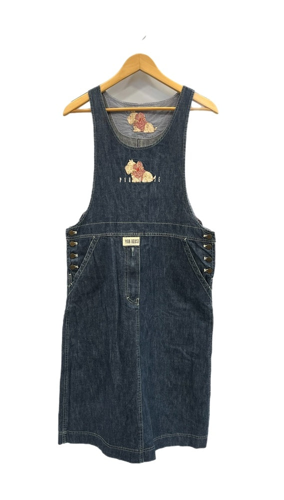 ピンクハウス PINK HOUSE デニムワンピース オーバーオール エプロンワンピース 刺繍 犬 青 P017TFA30 ワンピース ブルー 101LT-173