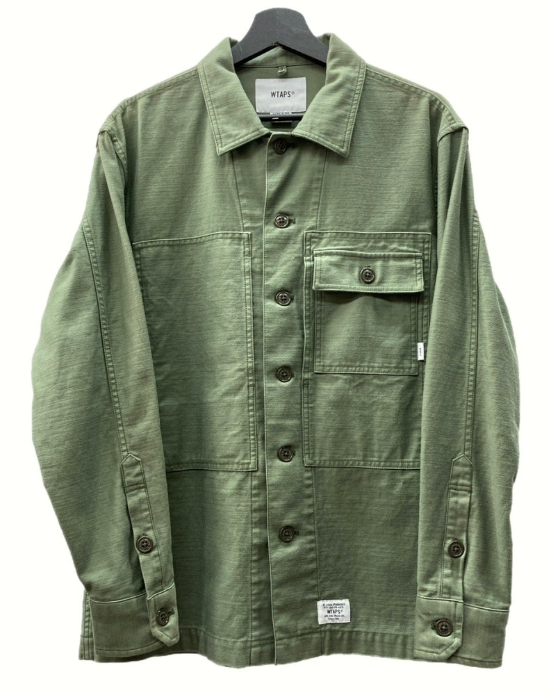 ダブルタップス WTAPS 18SS HBT LS SHIRT ヘリンボーンツイル シャツ ボタンダウン ジャケット 胸ポケット 緑  181GWDT-SHM02 SIZE2 長袖シャツ ロゴ カーキ 104MT-783 | 古着通販のドンドンサガール