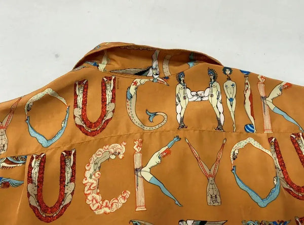 シュプリーム SUPREME 18SS Alphabet Silk Shirt アルファベット シルク シャツ オープンカラーシャツ 黄 半袖シャツ 総柄 イエロー Mサイズ 104MT-1632