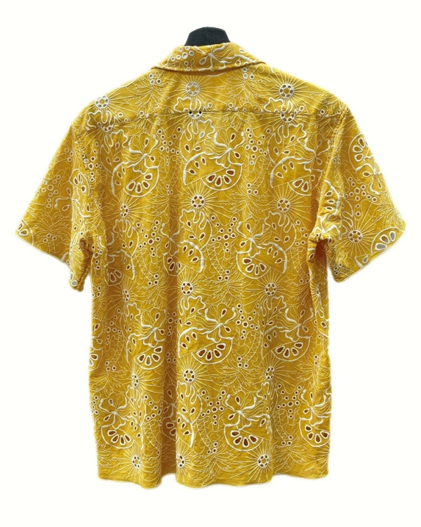 トーガ TOGA VIRILIS 23SS COTTON EMBROIDERY S/S SHIRT エンブロイダリー シャツ キューバ 半袖 刺繍 黄 TV31-FJ305 サイズ 44 半袖シャツ 総柄 イエロー 104MT-1170
