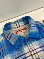 シュプリーム SUPREME Lined Flannel Snap Shirt バックロゴ チェック柄 裏ボア フランネル スナップボタン シャツ シャツジャケット XL ジャケット ブルー LLサイズ 101MT-3686