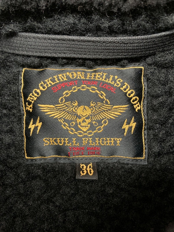 スカルフライト SKULL FLIGHT RIDERS N-1 STENCIL JACKET ライダース ステンシル ジャケット アウター バイカー バイク 黒 36 ジャケット ロゴ ブラック 104MT-845