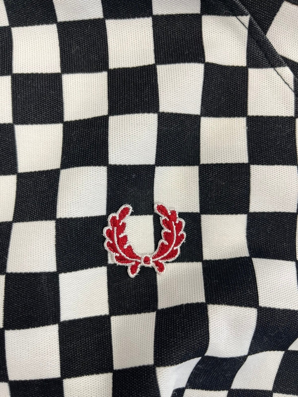 フレッドペリー FRED PERRY トラックジャケット ボンバージャケット 総柄 ブロックチェック J1105 サイズ42 ジャージ ブラック 101MT-4775