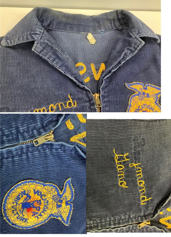 ヴィンテージ vintage 60's 60年代 FFAジャケット ファーマーズジャケット KANSAS LINN TALON ZIP 刺繍 - ジャケット ネイビー 101MT-4176