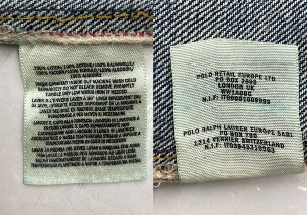 ダブルアールエル RRL DENIM PANTS デニム パンツ ボタンフライ ジーパン ジーンズ USA製 Ralph Lauren インディゴ 青 ロゴ デニム ブルー 29/34 104MB-237