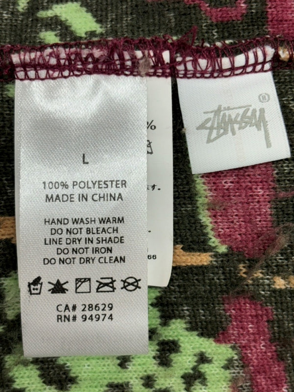 ステューシー STUSSY 19AW Hawaiian Jacquard Mock  ハワイアン ジャガード モック ボア ジャケット 紫 ジャケット 総柄 パープル Lサイズ 104MT-1095