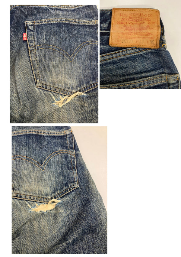 リーバイス Levi's 90's 90年代 201XX ボタン裏555刻印 赤耳 BIGE 1937モデル バレンシア製 アメリカ製 MADE IN USA VINTAGE ヴィンテージ 201-0003 デニム ブルー W33 L36 101MB-749