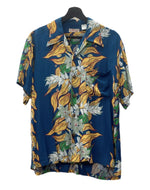 サンサーフ SUN SURF HAWAIIAN SHIRT ハワイアン シャツ アロハシャツ オープンカラー 開襟 半袖 青 半袖シャツ 花・植物 ブルー 104MT-1745