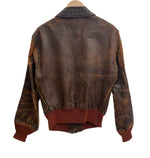 ミリタリー Military 40's 40年代 USAF US AIR FORCE A-2 フライトジャケット A2 赤リブ 実物 TALON ZIPPER コの字留め Vintage ヴィンテージ - ジャケット ブラウン 101MT-4363