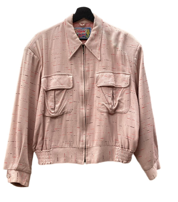 クリームソーダ CREAM SODA PINK DRAGON ピンクドラゴン RAYON JACKET ジャケット ジップアップ カスリ ブルゾン ジャケット 総柄 ピンク 104MT-1296