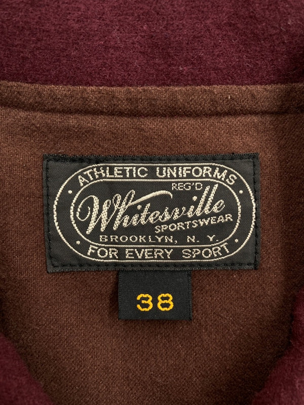 ホワイツビル Whitesville WOOL KNIT AWARD JACKET ウール ニット アワード ジャケット ボタン スタジャン アウター ワインレッド 赤 WV13126 サイズ 38 ジャケット ワンポイント レッド 104MT-1437