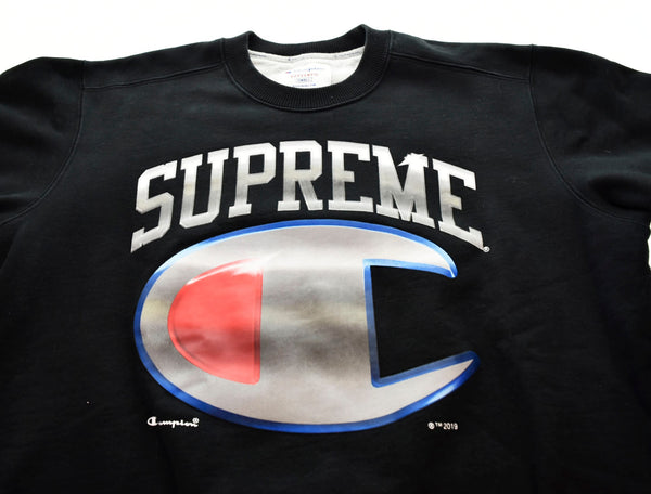 シュプリーム SUPREME Champion チャンピオン 19SS Chrome Crewneck スウェット 黒 スウェット ロゴ ブラック Sサイズ 103MT-538