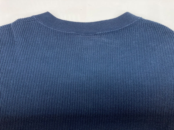 ステューシー STUSSY OLD 白タグ 90's 前期～中期 USA製 ヘンリーネック HENLEY NECK サーマル ワッフル 長袖 カットソー リブ NAVY 紺 ロンT 無地 ネイビー Lサイズ 104MT-1774