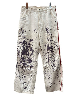 ニードルス Needles SIDE LINE PAINTER PANTS サイドライン ペインター パンツ ジップフライ ペイント ワーク 白 総柄 EJ094 ボトムスその他 ホワイト Sサイズ 104MB-197