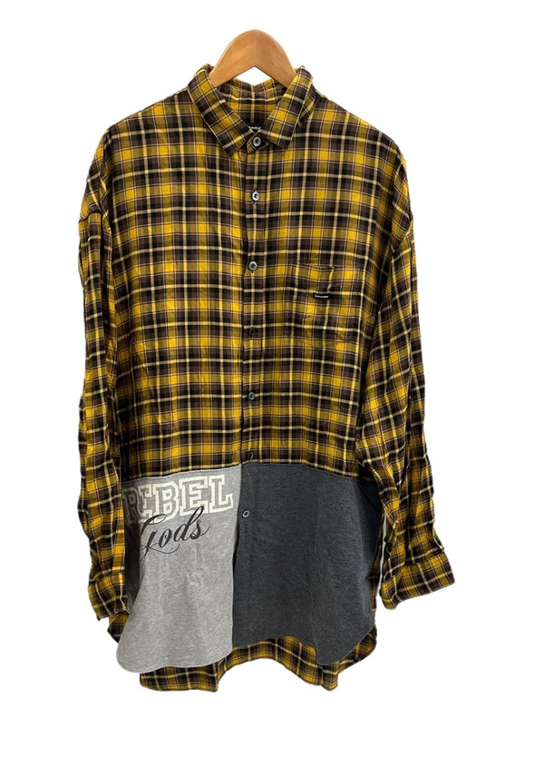 アンダーカバーイズム Undercoverism 切替チェック長袖シャツ 黄 UI1B4401 サイズ4 長袖シャツ イエロー 101MT-4854