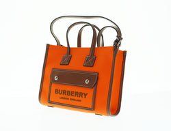 バーバリー Burberry BUERBERRY LONDON ENGLAND MNFREYA TOTE ミニフレアトートバッグ キャンパス レザー切り替え バッグ レディースバッグ トートバッグ オレンジ 103B-106