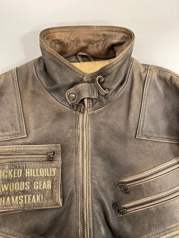 イエローコーン YeLLOW CORN レザージャケット ライダースジャケット シングルライダース バイカー バイク ツーリング 灰色 ジャケット グレー Lサイズ 101MT-5281