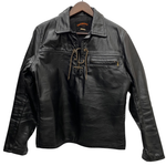 【曜日割引対象外】 ヴィンテージ vintage 70's Taubers レザープルオーバーシャツ ジャケット ブラック 38サイズ 201MT-4460 VB