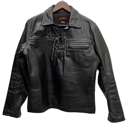 【曜日割引対象外】 ヴィンテージ vintage 70's Taubers レザープルオーバーシャツ ジャケット ブラック 38サイズ 201MT-4460 VB