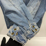 【曜日割引対象外】 リー Lee 90's DUNGAREES Cant Bustem デニムカバーオール USA製 ジャケット ブルー Lサイズ 201MT-3978 VB