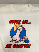 US US古着 90s 00s 90's~00's COVER ME... I'M GOIN' IN! AIDSエイズ撲滅運動 コンドーム エロT vintage ヴィンテージ - Tシャツ ホワイト フリーサイズ 101MT-2942