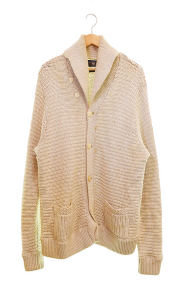 ダブルアールエル RRL 00s ショールカラーガウン コットンリネン 00's 一つ星 カーディガン ベージュ 3Lサイズ 103MT-3548