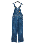 カーハート Carhartt DENIM OVERALL デニム オーバーオール ジップフライ アウトドア 薄手 ワーク つなぎ オールインワン インディゴ 青 ロゴ R07-DST つなぎ・オーバーオール ブルー サイズ 32 104MB-314