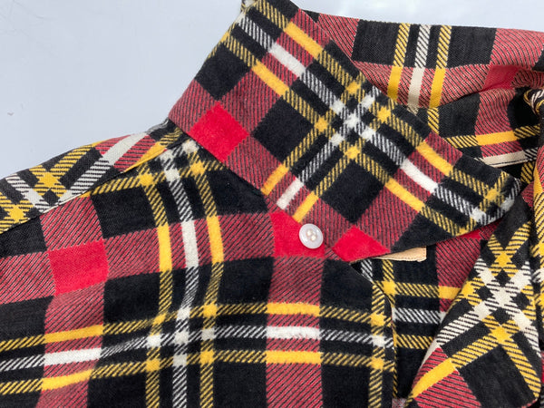 ヴィンテージ vintage 60s 60年代 TOWNCRAFT タウンクラフト オープンカラーシャツ 開襟 プリントネル プリネル  長袖シャツ チェック マルチカラー Lサイズ 104MT-1754