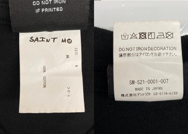 セントマイケル SAINT MICHAEL 21SS S/S TEE LOGO ロゴ Tシャツ チェーン刺繍 半袖 黒 SM-S21-0001-007 Tシャツ ロゴ ブラック Mサイズ 104MT-2005