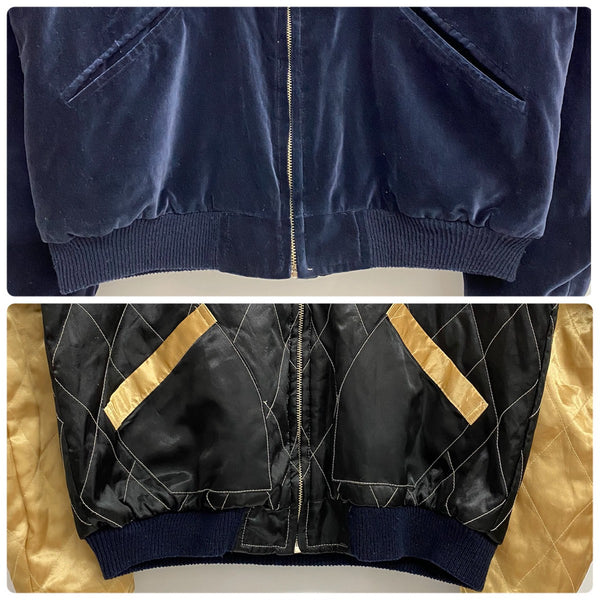 【曜日割引対象外】 東洋エンタープライズ TOYO ENTERPRISE 蛇髑髏 ヘビドクロ 別珍 サテンキルティング スカジャン ジャケット ネイビー Mサイズ 201MT-4273 VB