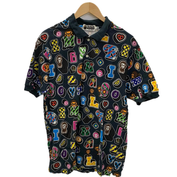 アベイシングエイプ A BATHING APE 半袖ポロシャツ ブラック XLサイズ 201MT-4428
