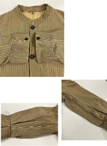 ヴィンテージ vintage 30's～ 30年代～ EURO ユーロ サーヴァント ギャルソンジャケット ワーク カートンボタン アンティーク ストライプ ヒッコリー - ジャケット イエロー 101MT-4994