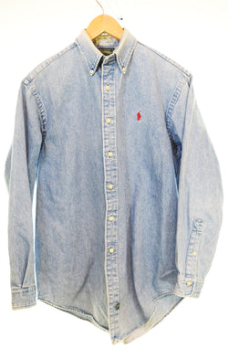 ラルフローレン RalphLauren 80s 90s POLO COUNTRY ポロ カントリービンテージ デニム 長袖 シャツ 長袖シャツ ブルー Sサイズ 103MT-3226