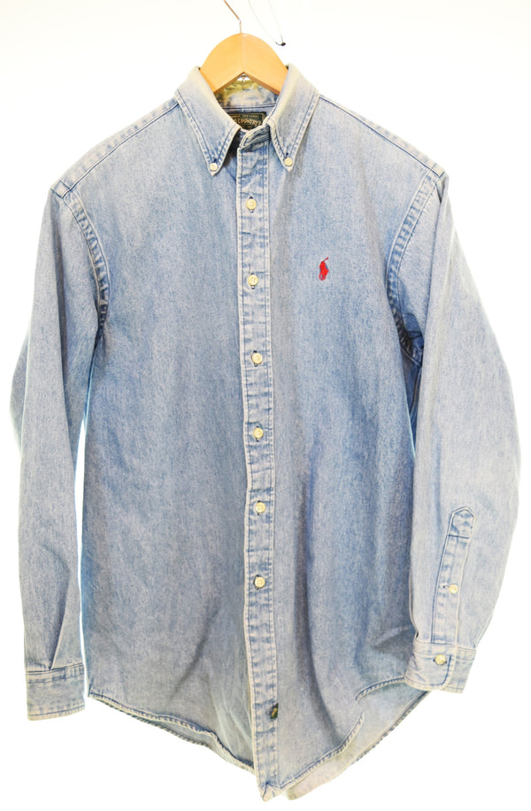 ラルフローレン RalphLauren 80s 90s POLO COUNTRY ポロ カントリービンテージ デニム 長袖 シャツ 長袖シャツ ブルー Sサイズ 103MT-3226