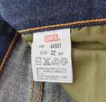 リーバイス Levi's S501XX DEAD STOCK デッドストック 日本製 復刻 WWⅡ大戦 1944 モデル ヘリンボーン スレーキー 変形 アーキュエットステッチ  44501-0033 デニム ブルー W32L36 103MB-597