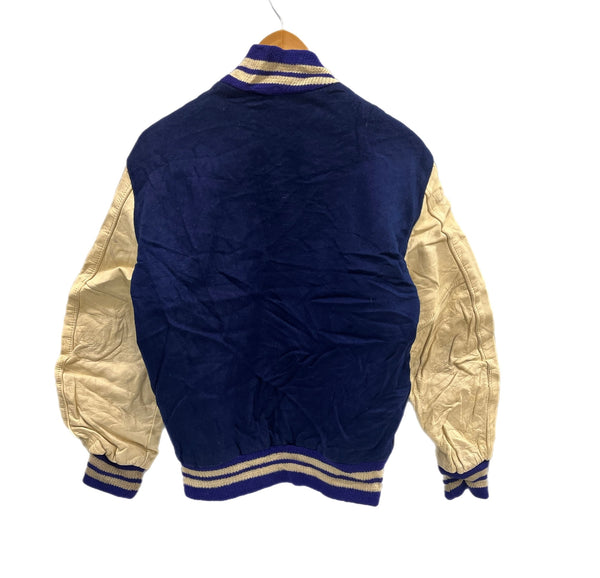 ヴィンテージ vintage 60's～ 60年代 LOGAn Knitting Mills ウール スタジャン バーシティジャケット アワードジャケット 袖レザー ツートン ホワイト ジャケット ネイビー 101MT-5451