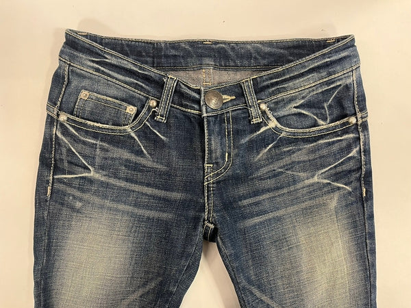 ダイア d.i.a JEANS 平成ギャル スキニージーンズ 裾ファスナー ダメージ加工  デニム ネイビー 26インチ 101LB-22