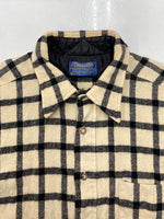 ペンドルトン PENDLETON 70s WOOL CHECK SHIRT ウール チェック シャツ ネルシャツ USA製 長袖 ボタン 薄茶 長袖シャツ チェック ベージュ Lサイズ 104MT-1540