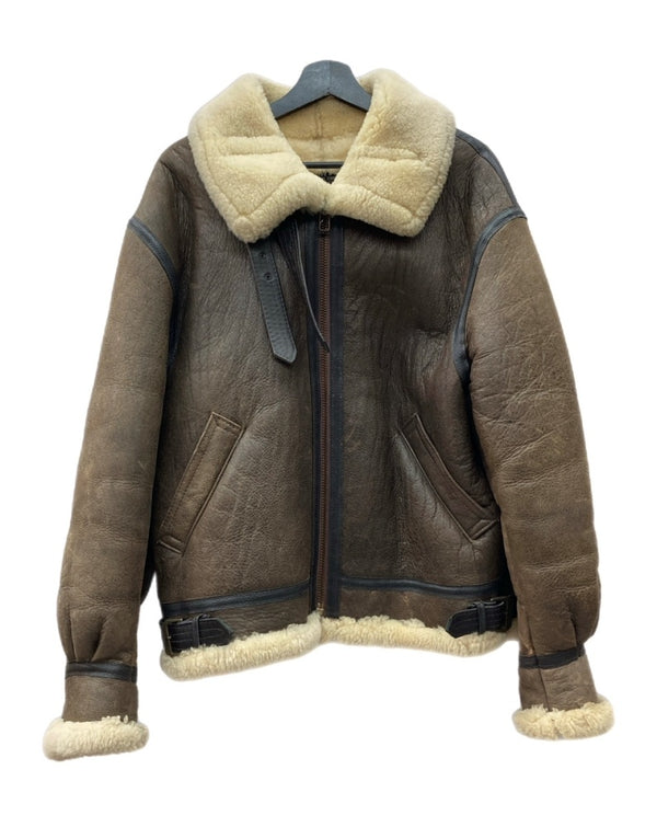 アビレックス AVIREX B-3 MOUTON FLIGHT JACKET ムートン フライト ジャケット ボア ジップアップ 軍物 アウター 茶 33H5595 サイズ 40 ジャケット 無地 ブラウン 104MT-1711