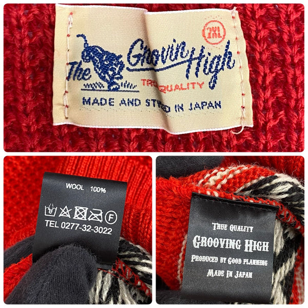 【曜日割引対象外】 グルービンハイ The GROOVIN HIGH ニット セーター レッド 2XLサイズ 201MT-4644 VB