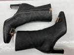 ドルチェ＆ガッバーナ Dolce&Gabbana VERO CUOIO ミドルブーツ チゼルトゥ スクエアトゥ ロゴ金具 ゴールド 刻印 イタリア製 BLACK 黒 DIW5080031 レディース靴 ブーツ その他 ブラック SIZE37 1/2 104S-720