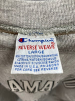 チャンピオン Champion 90s～00s 刺繍タグ ヴィンテージ Vintage リバースウィーブ REVERSE WEAVE ラバープリント 3段 US古着 カレッジ スウェット グレー Lサイズ 101MT-2916