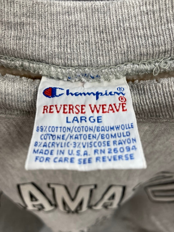 チャンピオン Champion 90s～00s 刺繍タグ ヴィンテージ Vintage リバースウィーブ REVERSE WEAVE ラバープリント 3段 US古着 カレッジ スウェット グレー Lサイズ 101MT-2916