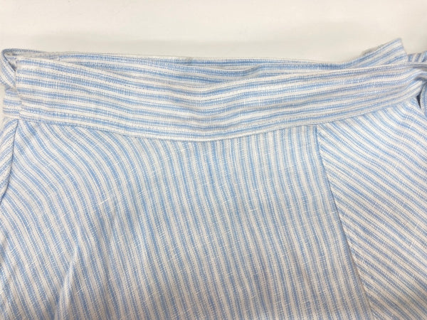 ラルフローレン RalphLauren ポロ POLO リネン ラップスカート 巻きスカート リボン ミモレ丈 LINEN 麻 カンボジア製 水色 BLUE 青 WHITE ホワイト 白 211799317002 スカート ストライプ ブルー XSサイズ 104LB-36