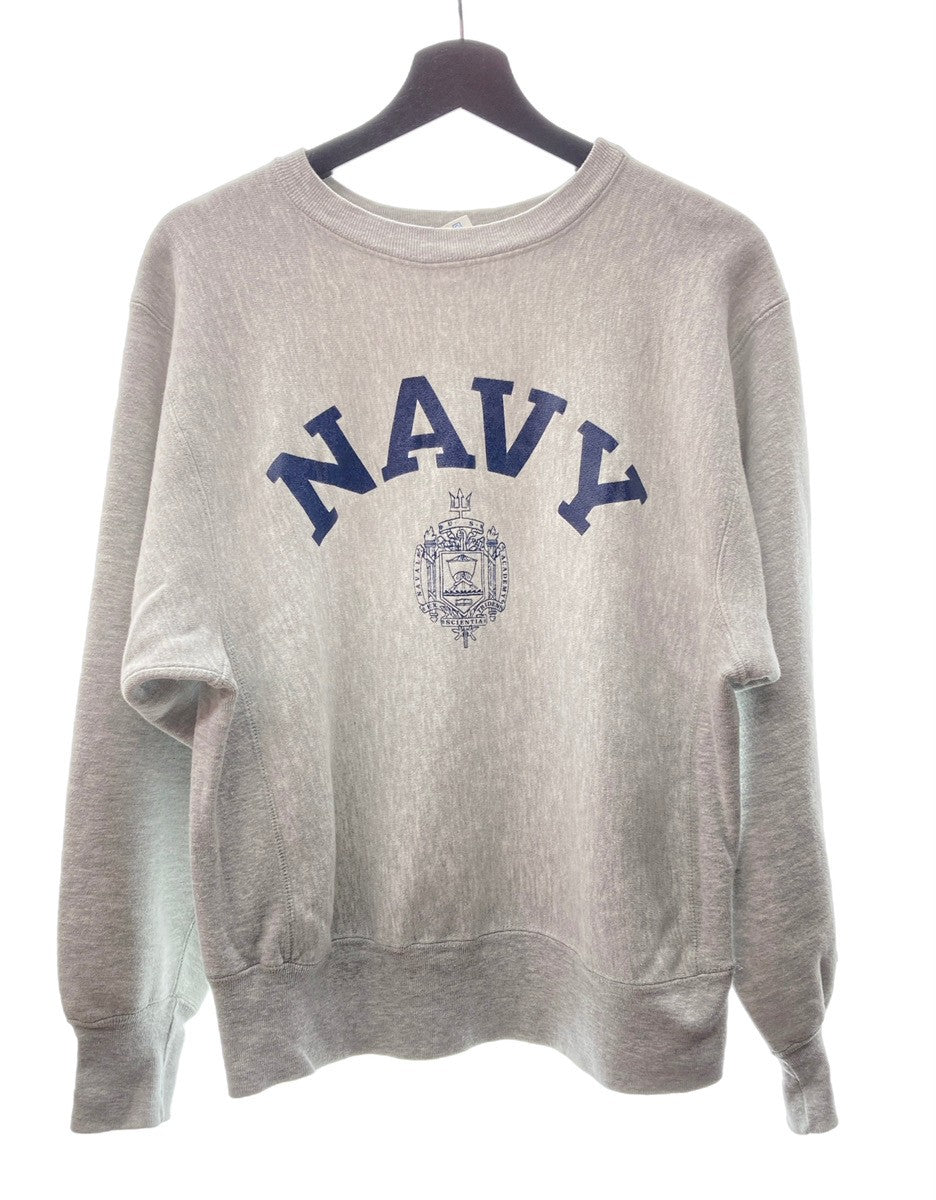 チャンピオン Champion 80's REVERSE WEAVE リバースウィーブ トリコタグ Military Item ミリタリー  U.S.NAVY アメリカ軍 海軍ラバー 灰色 スウェット プリント グレー Mサイズ 104MT-229