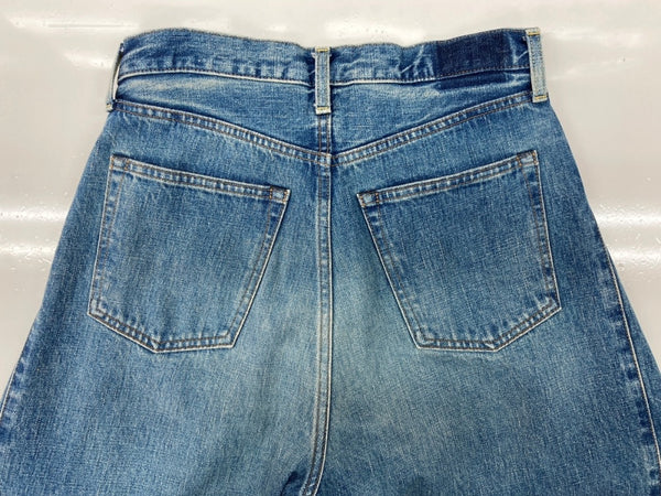 ハイク HYKE DENIM BARREL LEG JEANS デニム バレル レッグ ジーンズ ジーパン ウォッシュ加工 ボタンフライ パンツ インディゴ 青 無地 デニム ブルー サイズ2 104MB-395